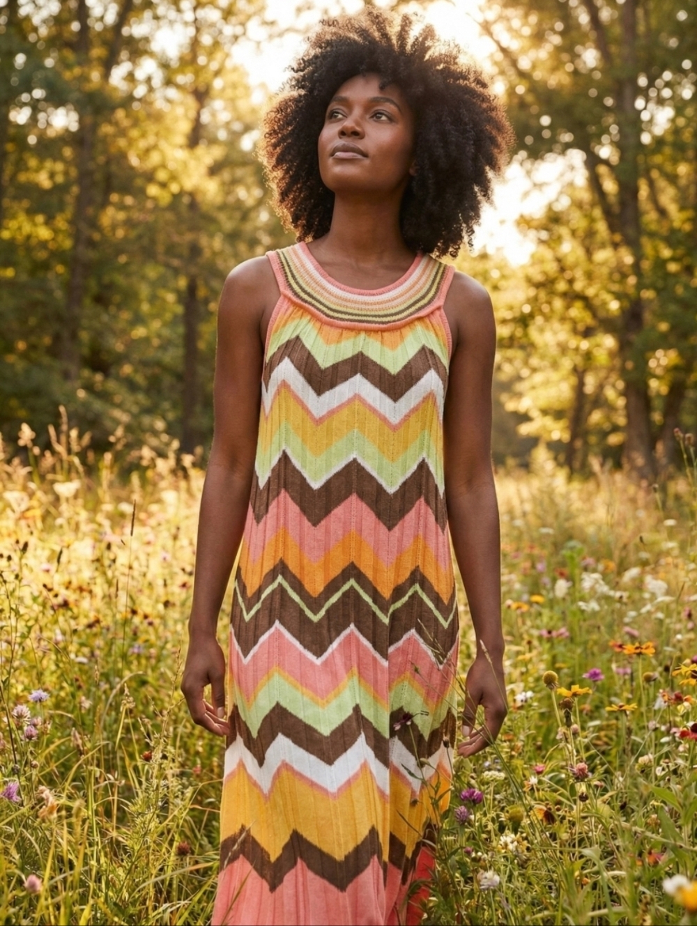 ANTONIO MELANI KNIT ZIG ZAG SWEATER DRESS SZ XS